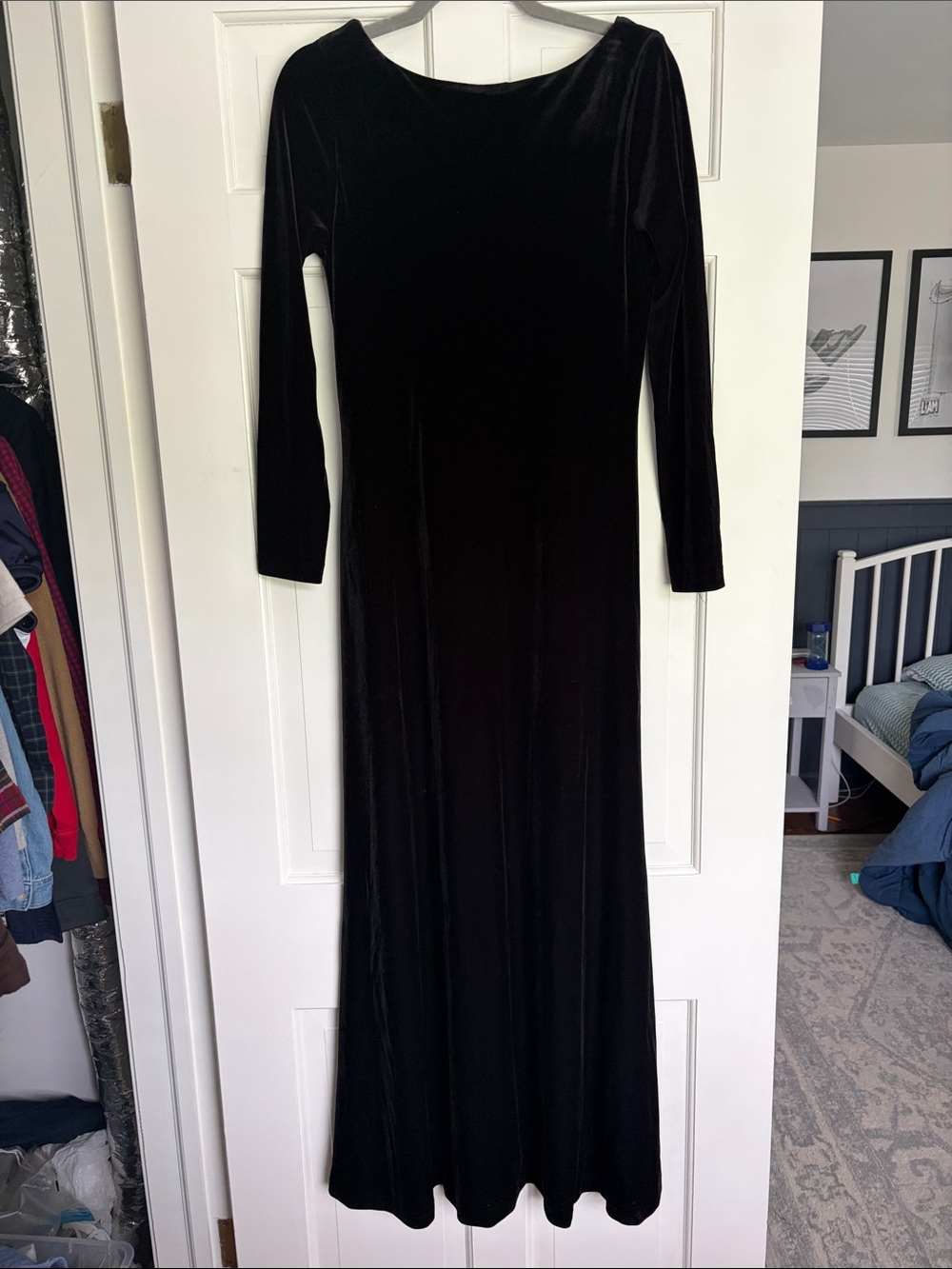 Lauren Ralph Lauren Black Velvet Long-Sleeve Maxi Dress